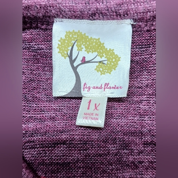 Fig and Flower Embroidered Cardigan/Size 1X maroon,floral,bell sleeve. - Picture 6 of 12